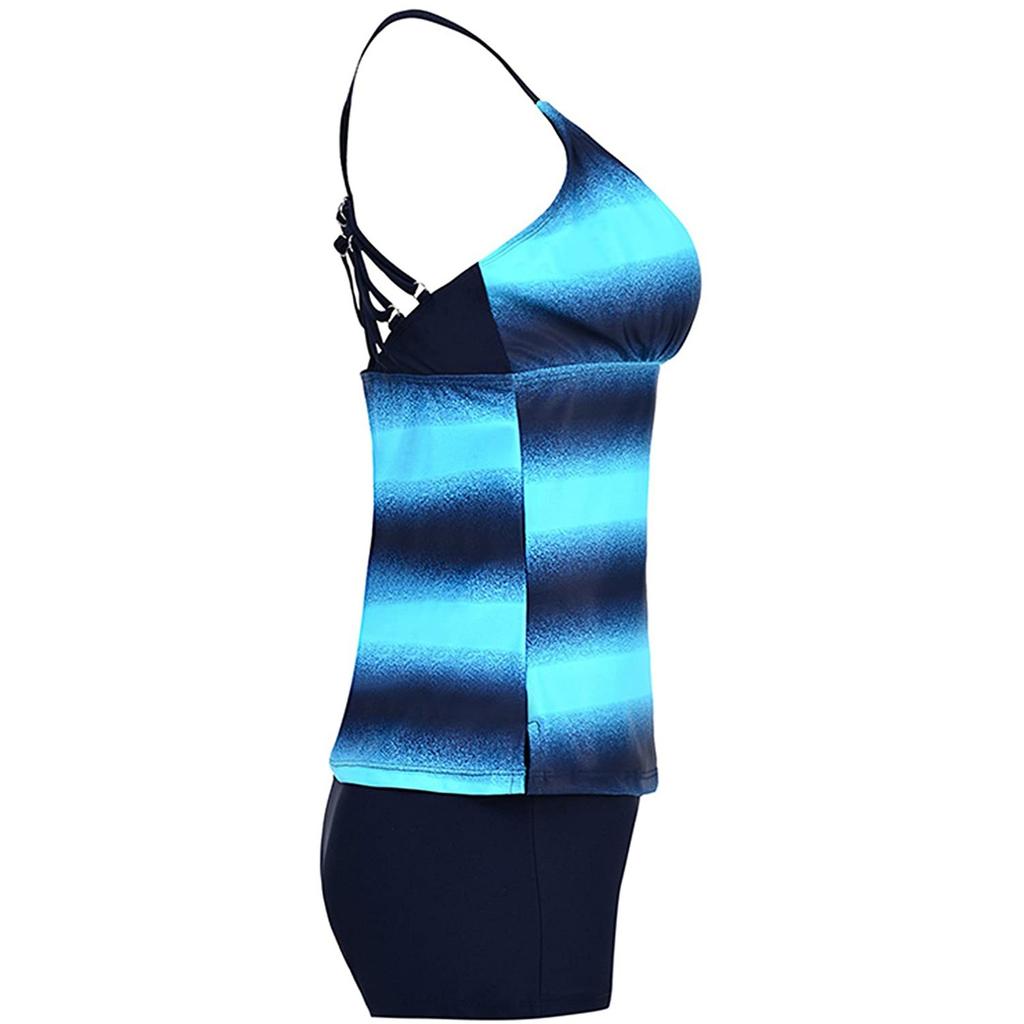 Модный женский разделенный купальник из двух частей с принтом и жилетом с открытой спиной, пляжная одежда