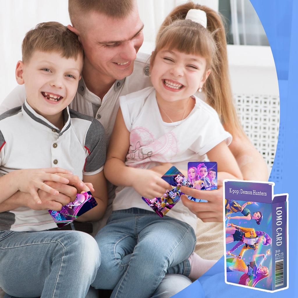 K-POP Девичья группа по охоте на демонов Голографические мультяшные флэш-карты – Коллекционный набор из 30 штук