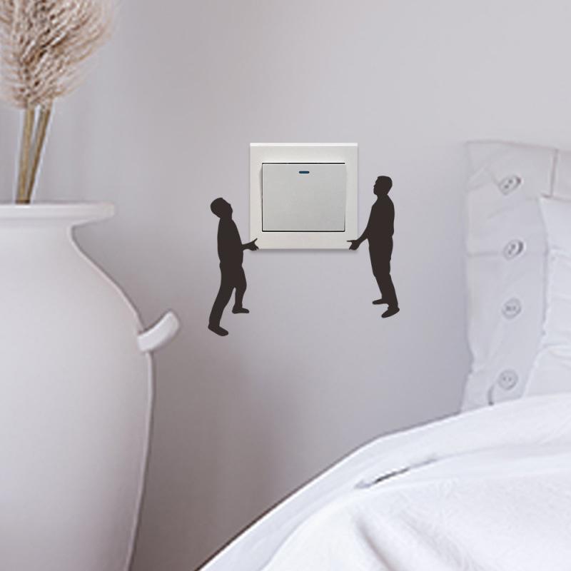 1Pc Self-Adhesive Switch Socket Stickers Funny Character Living Room Bedroom Removable Decorative Stickers