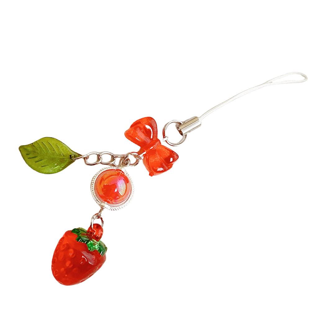 Подвеска для телефона в виде листа клубники. Игривый аксессуар для ремешка для телефона в виде листа клубники для модных пользователей.