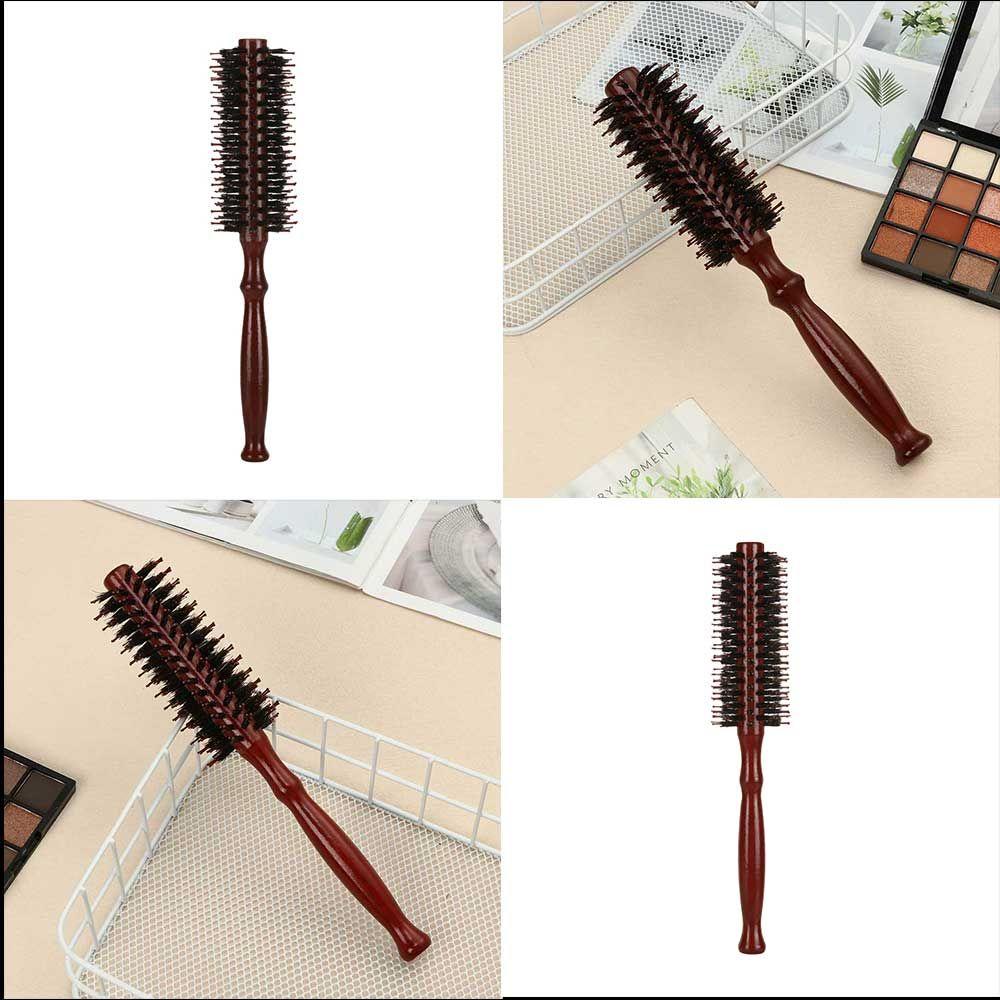 Lady Hairdressing Tool Wooden Boar Bristle Round Brush Hairbrush Styling Brush Round Hair Brush
