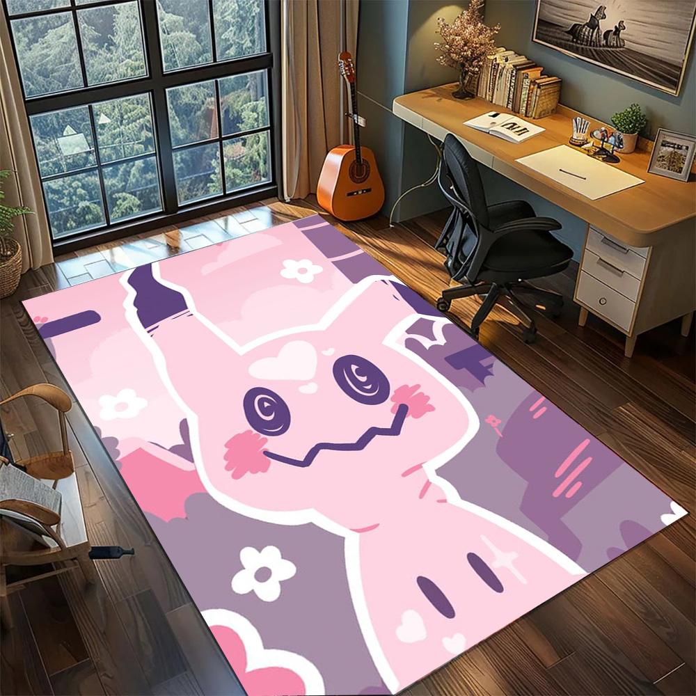 Pikachu Carpet Rug Non Slip Floor Mat, Large Area Washable Home Ornament Gamer Room Bedroom.-TING