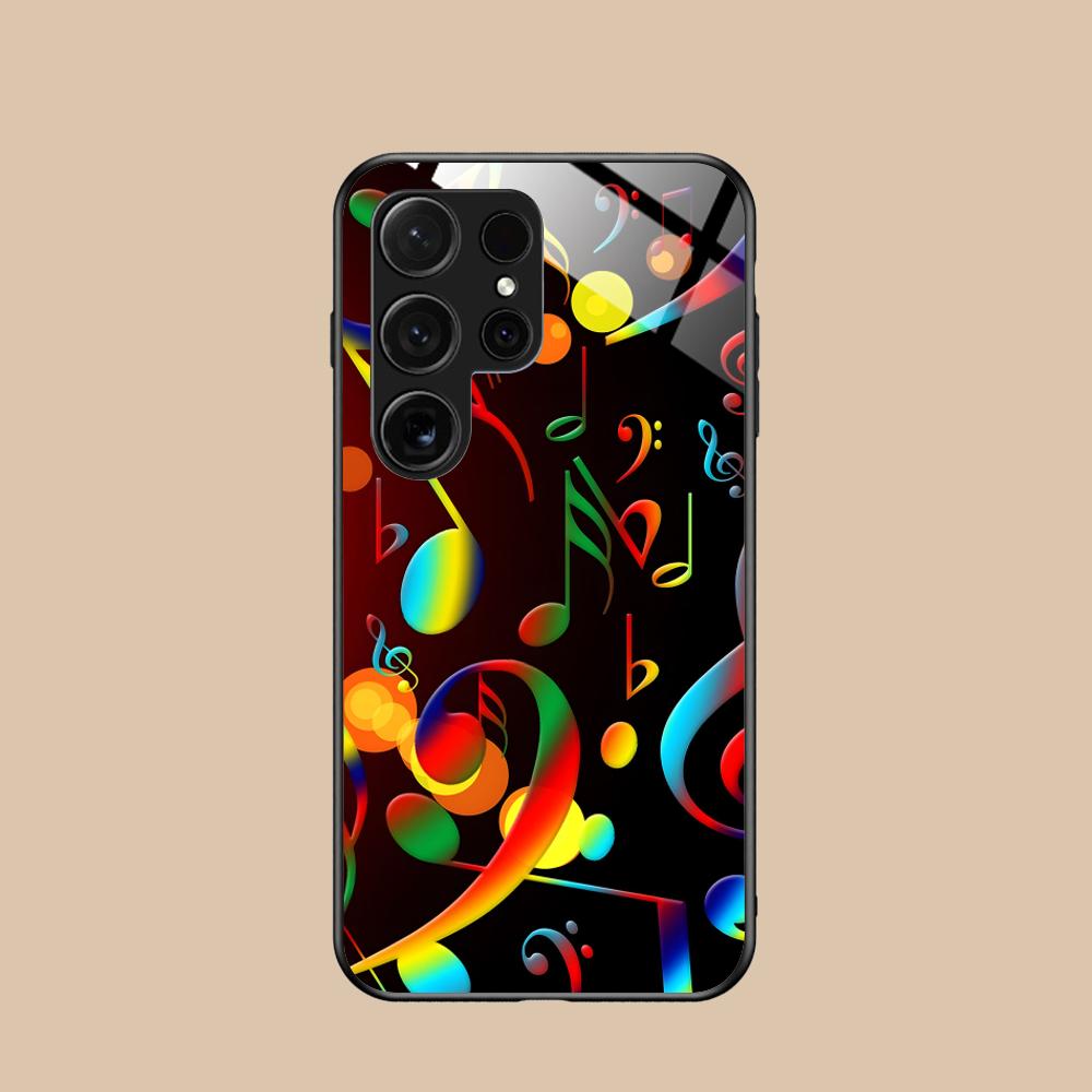 Чехол для мобильного телефона с нотным станом для Samsung Galaxy A56 55 54 53 52 51 36 35 34 23 16 15 5G Стеклянный Цветной Чехол Смартфон
