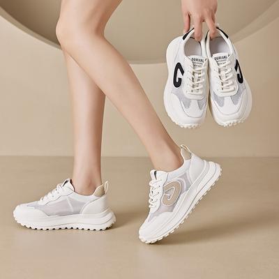 Маленькие сетчатые кроссовки женские на платформе со шнуровкой женские повседневные студенческие белые туфли в тон