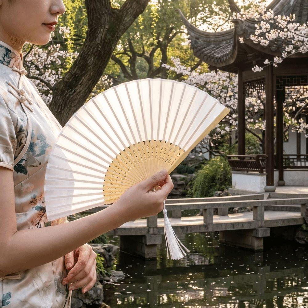 Wear Resist Silk Hand Fan Chinese Style Bamboo Hand Fan Classical Dance Fan Home Decoration