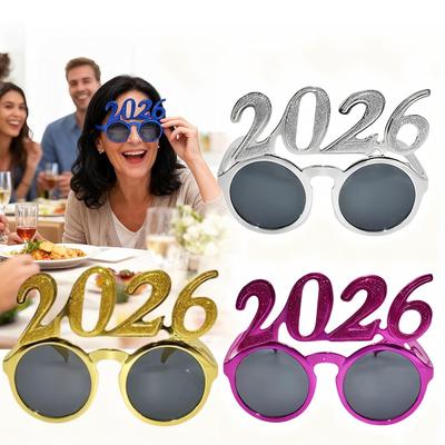 2026 Новогодняя Вечеринка Украшение Смешные Очки Цифра Очки 2026 С Новым Годом Очки Блестящие Солнцезащитные Очки Косплей Реквизит