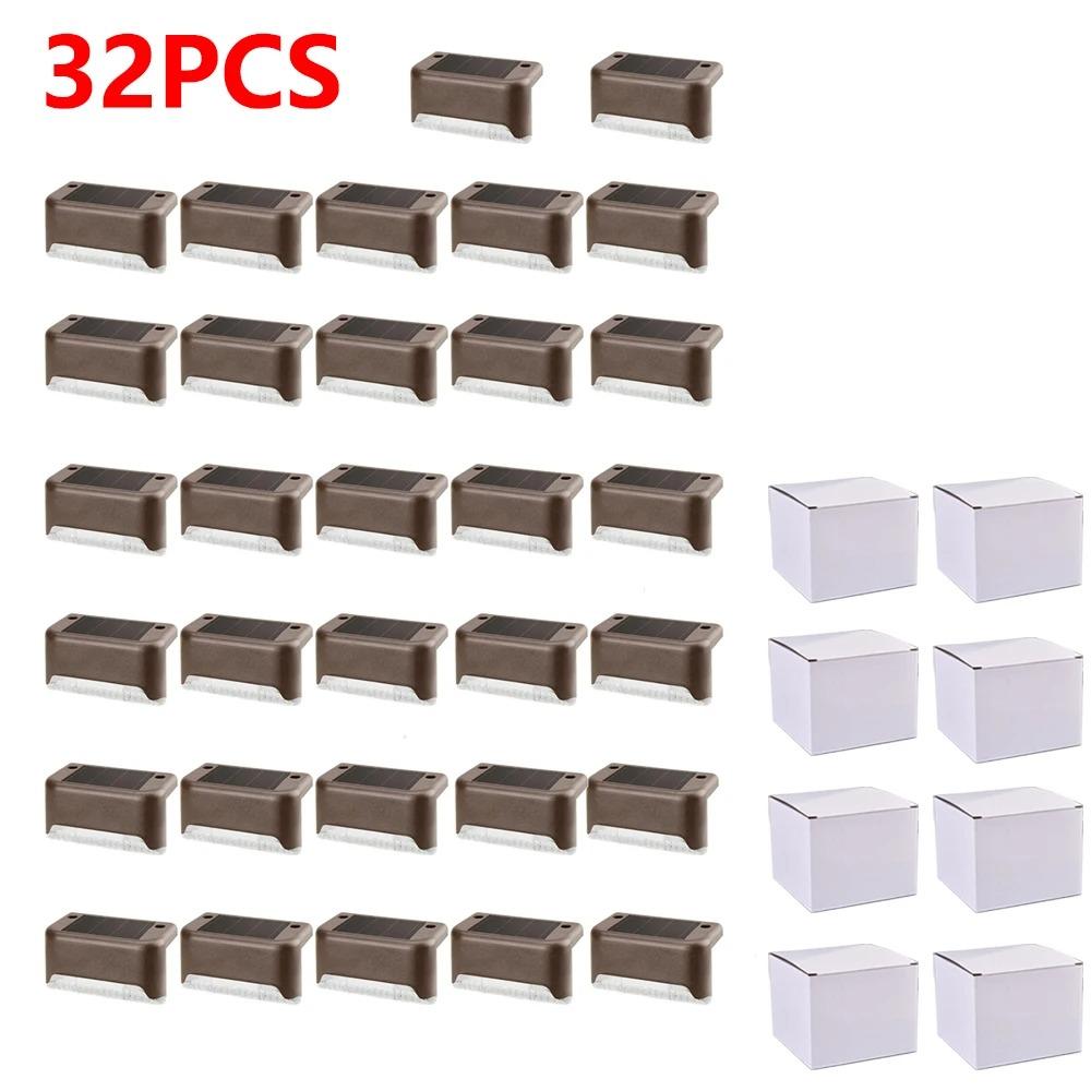 4-32pack Warm White Solar LED Step Lights Waterproof Outdoor Garden Path Stair Balcony Night Light Patio Fence Light Decoration