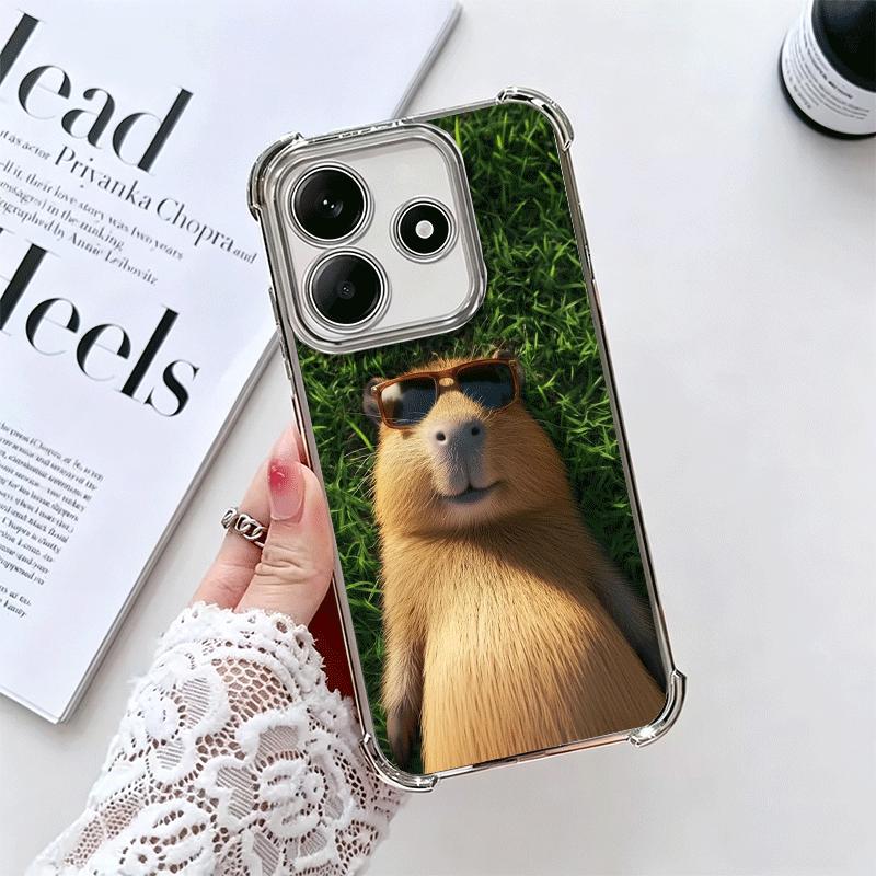 Animal Capybara Cute Plating Phone Case For Xiaomi Redmi Note 14 15 Pro Plus 13 12 11 11S 11T 10 9S 9 5G Anti-Fall Airabag Cover