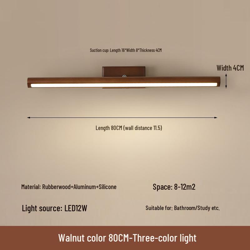 Modern Minimalist LED Vanity Light - Nordic Solid Wood Design for Bathroom