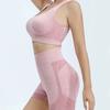 2 Pcs/Set Women Sports Suit Push-up Sleeveless Vest with Chest Pads Seamless Quick-drying High Waist Shorts Sportwear Yoga Fitness