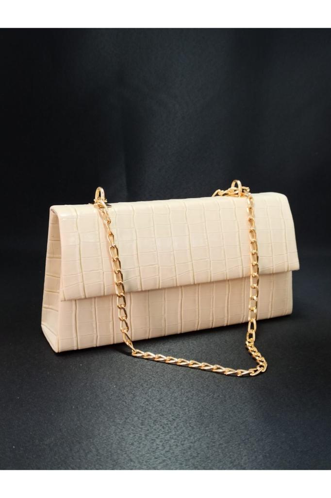 Women's Stylish and Useful Shoulder Bag Women's Cream Color Chain Strap Shoulder Bag