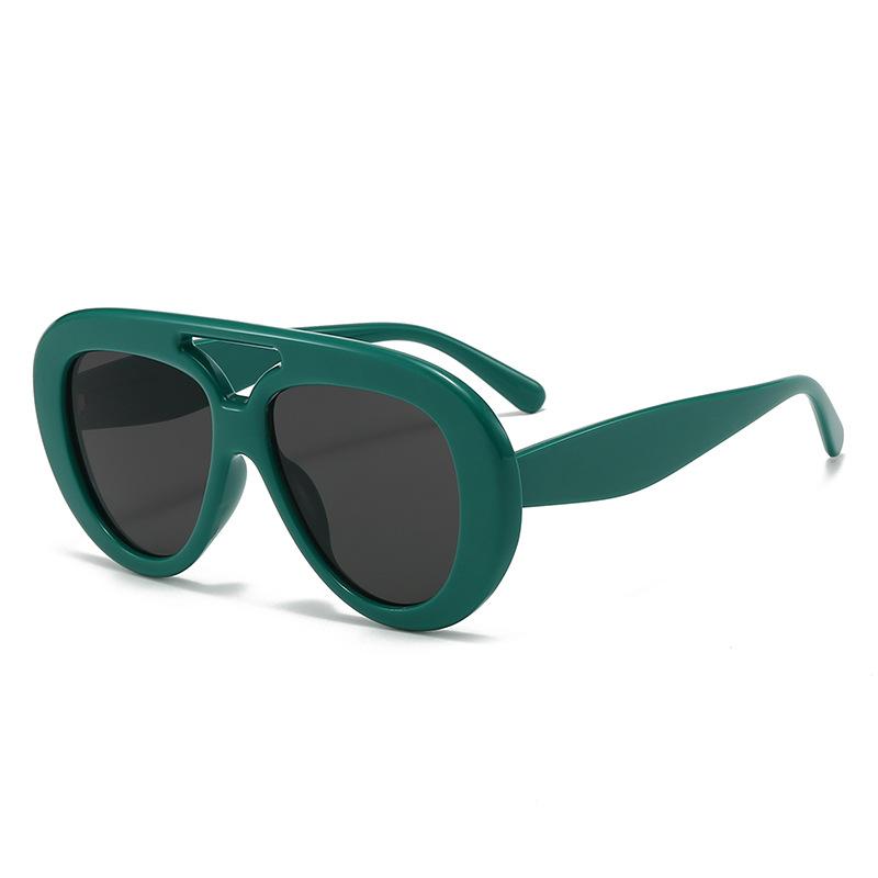 Новые Солнцезащитные очки с Большой Оправой Круглые Модные Солнцезащитные очки Двойные Перекладины Индивидуальность Женские Мужские Солнцезащитные очки