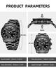Benyar Men's Chronograph Analog Watch 30M Water Resistant Business Stylish Formal Leather Band Silver Black Quartz Gift