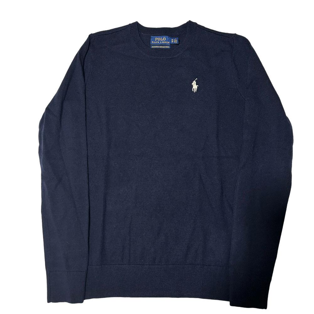 Polo Ralph Lauren FW22 Logo Embroidered Print Solid Color Crew Neck Long Sleeve Sweater Women Sweater Dark-Blue 211685218-002