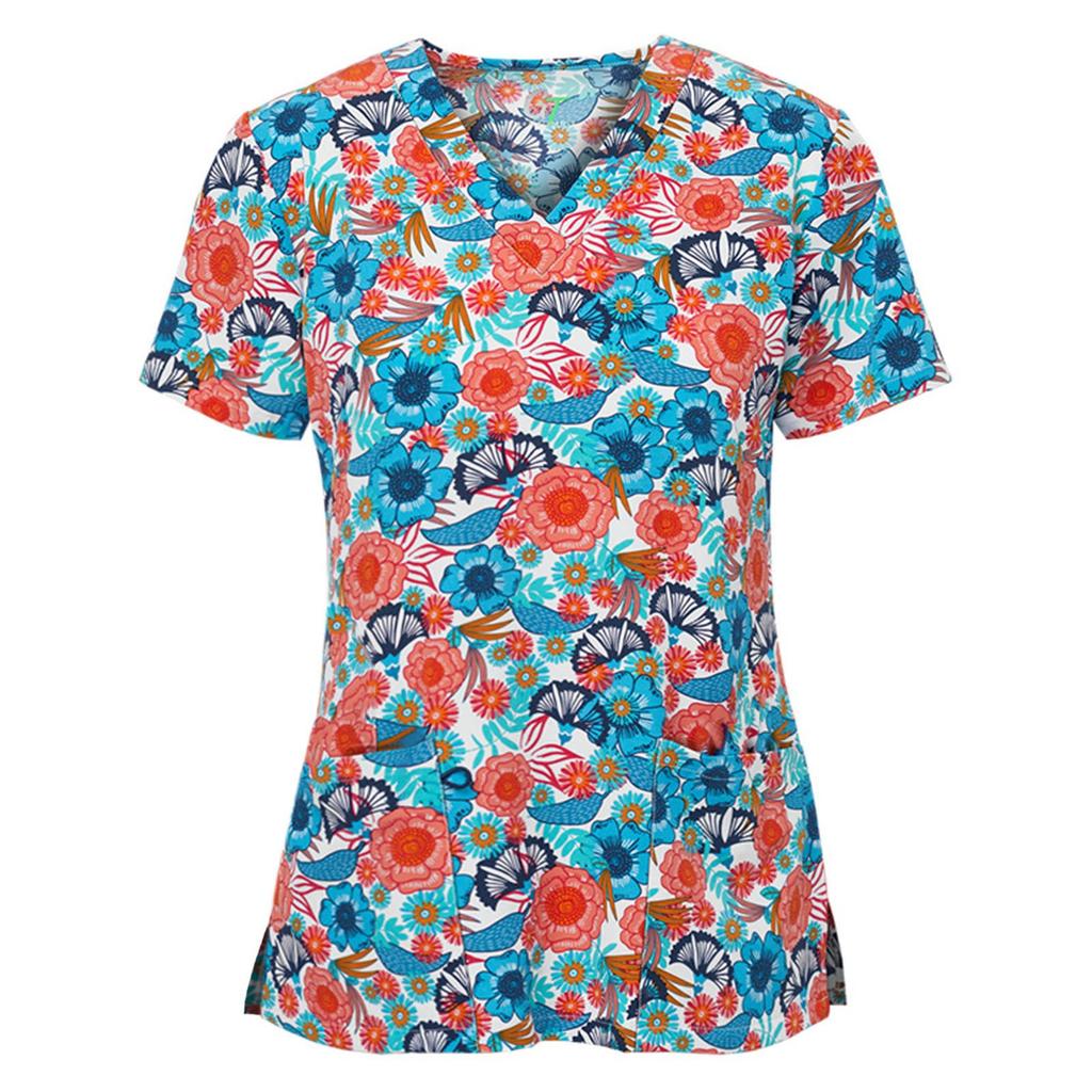 Women Short Sleeve V-neck Tops Working Blouse