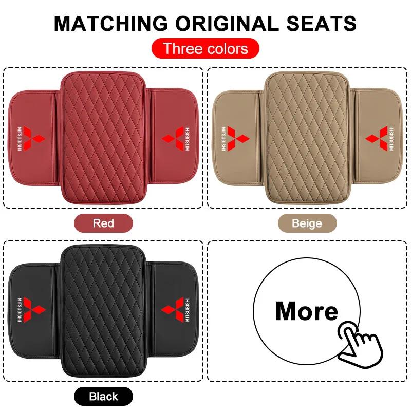 1Pcs Leather Auto Consoles Car Armrest Cushion with Storage Car Sticker For Mitsubishi Outlander Lancer 10 ASX RALLIART Eclipse MF8