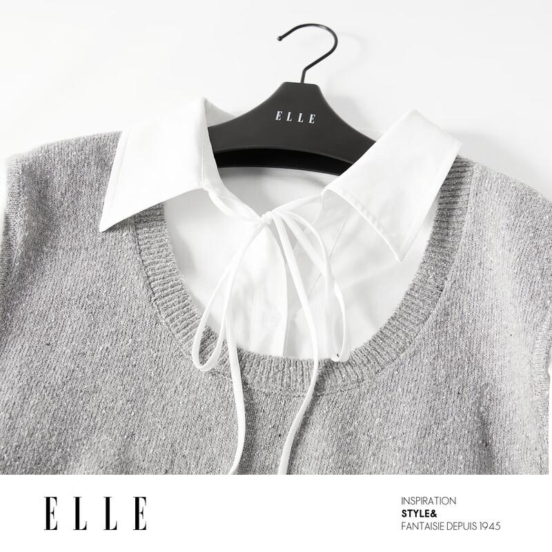 ELLE Свитер-рубашка с имитацией жилета, вязаный