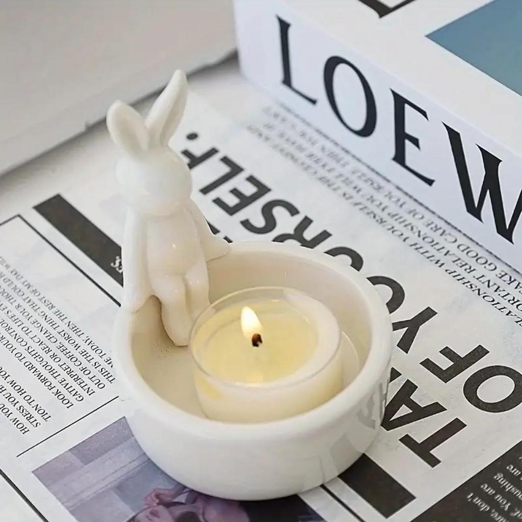 Cartoon Animal Candle Holder with Adorable Bunny Design Home Decor Suitable for Living Room Bedroom