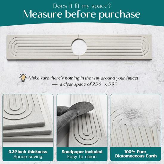 Коврик для смесителя, впитывающий коврик, быстрый камень, поднос для кухонной раковины для сушки впитывающего мыла для ванной комнаты