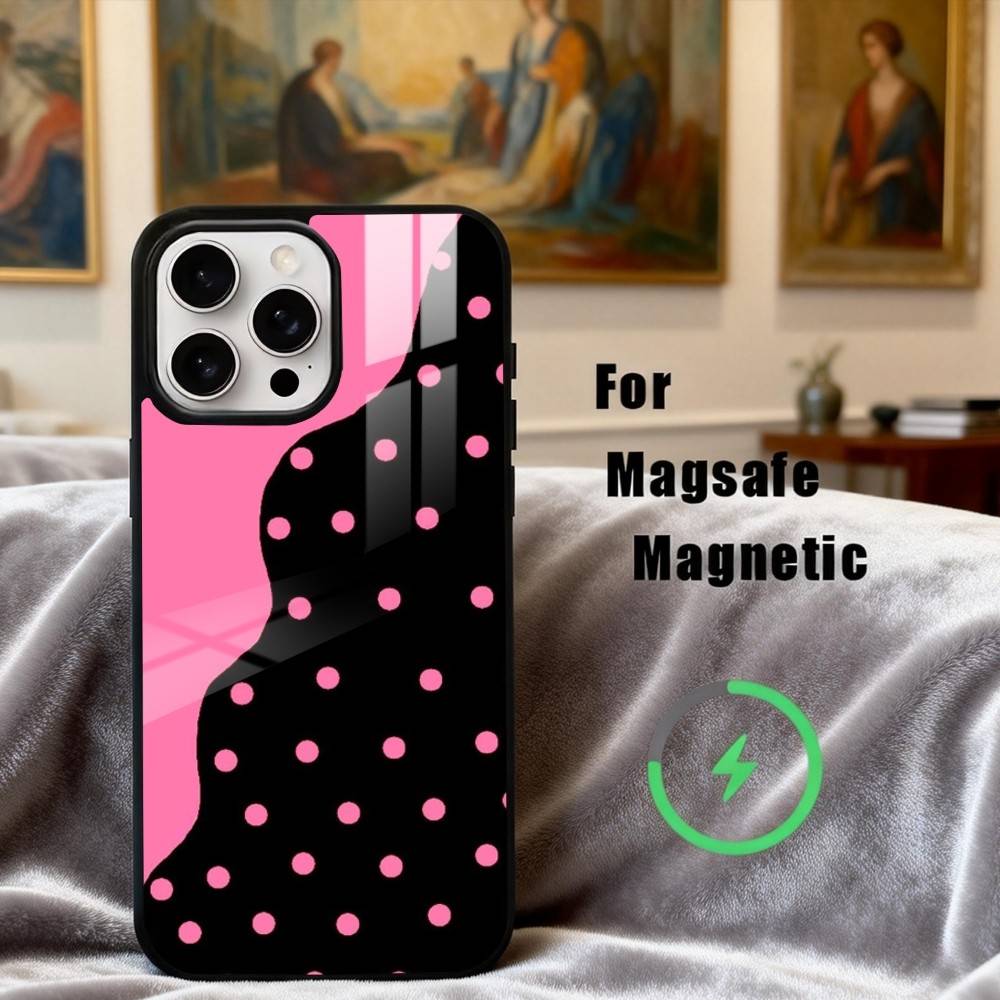 Чехол для телефона P-Polka D-Dot A-Art для iPhone17,16,15,14,13,12,11 Plus,Pro Max Магнитный Для Magsafe Беспроводной Зарядки