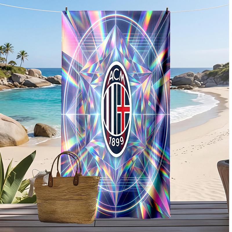 Пляжное полотенце с принтом AC Milan, быстросохнущее, мягкое, портативное, большое, прямоугольное, пляжное покрывало для путешествий, бассейна