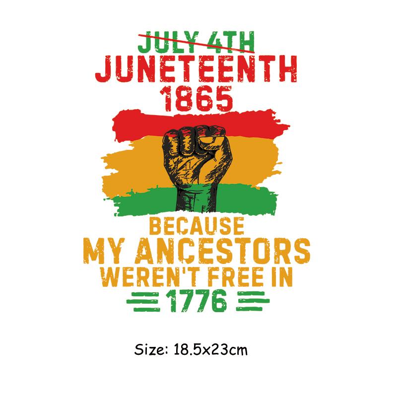 Наклейка-нашивка Juneteenth 1865 На одежду 4 июля Черная девушка Свобода 1776 Сделай сам Термопереносные наклейки на одежду Термонаклейка для приклеивания утюгом