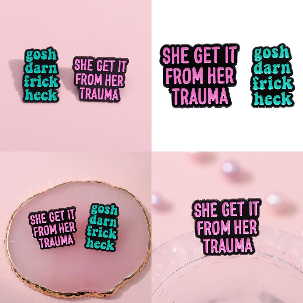 Creative European Style Colorful Letter Brooch Unique Minimalist Metal Badge Accessory