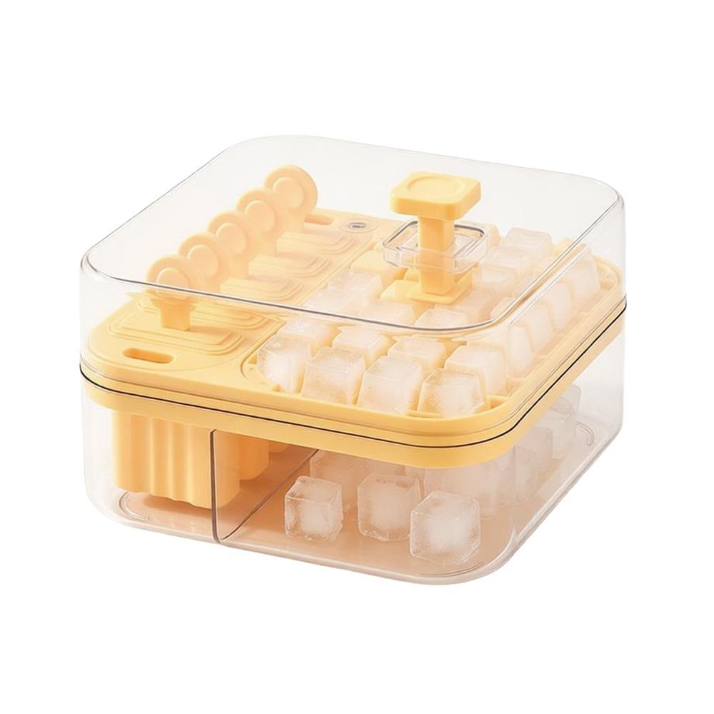 2-in-1 Press Ice Tray Box One-Touch Release Ice Maker Space Saving Ice Cream Mold Home Kitchen Use