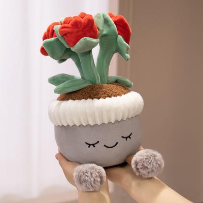Веселый Роза Комнатное растение Имитация Цветок Кукла Кукла Плюшевая игрушка Тряпичная кукла Украшение Детский День рождения