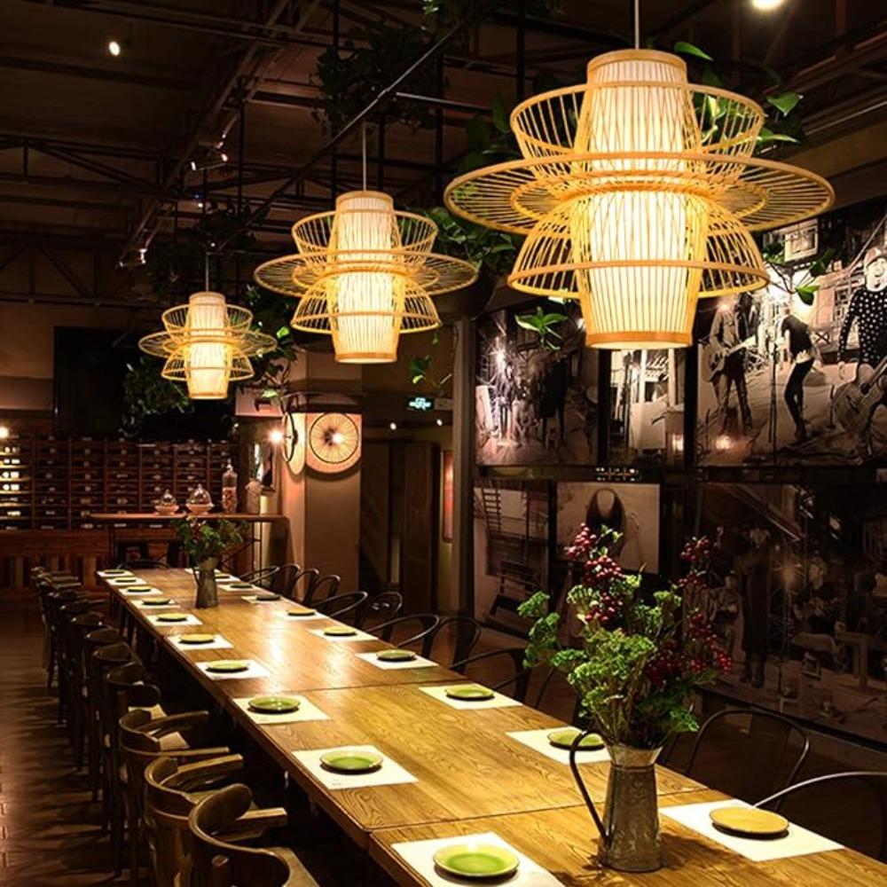 40/50СМ Патрон E27 Ручная работа Бамбуковый Деревянный Декор Люстры Пасторальные Ретро Подвесные Светильники для Ресторана Кухни Спальни Бара