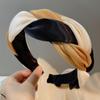 Женская повязка на голову, плетеная повязка на голову, женский широкий боковой обруч для волос, контрастный цвет, элегантный головной убор для девочек, обруч на голову
