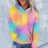 Женская модная повседневная толстовка с капюшоном и градиентным принтом с длинным рукавом