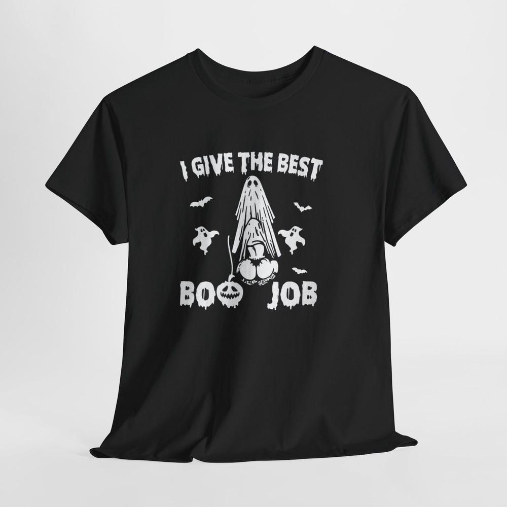 Funny Halloween Boo Job Tee, Adult Unisex Cotton Shirt for Joke Lovers, Humorous