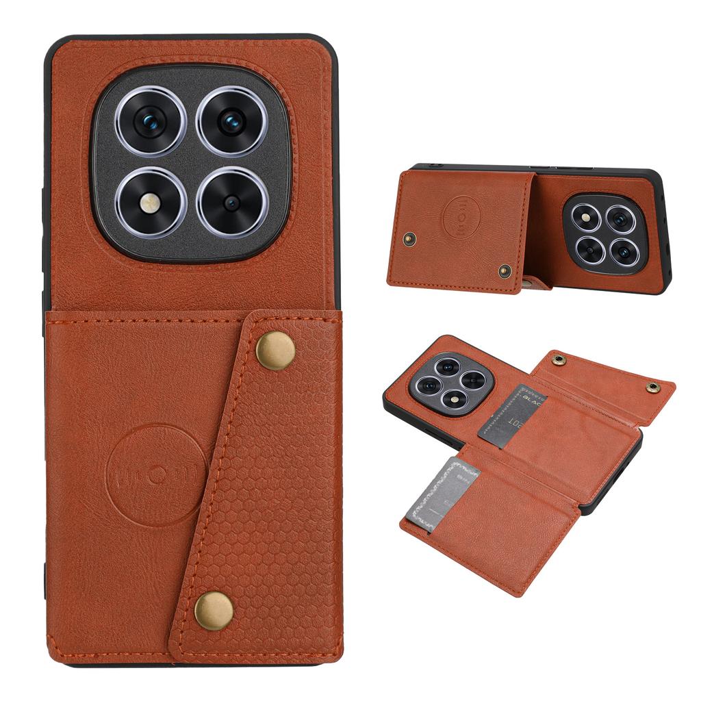 Для Xiaomi Redmi Note 15 Pro 5G (Глобальный) Чехол с отделениями для карт, подставкой, из кожи + ТПУ, чехол для телефона