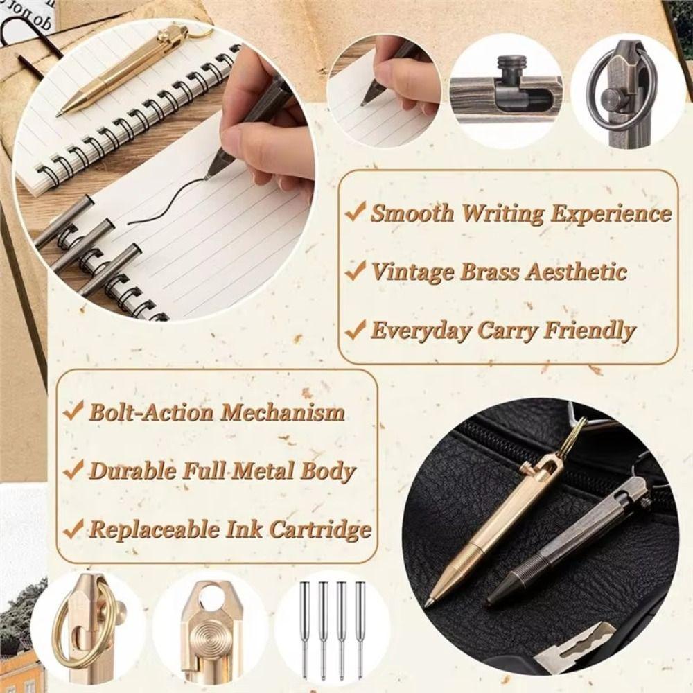 All-Metal Mini Brass Pen Easy Carry Neutral Ballpoint Pen Travel Pocket Pen Writing Instruments