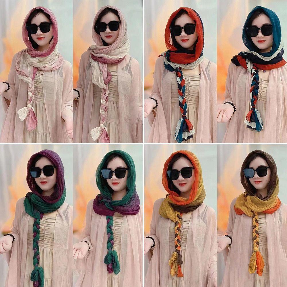 Handwoven Sunscreen Scarf Long Headscarf Shawl Fashion Accessory Beach Shawl Spring Summer