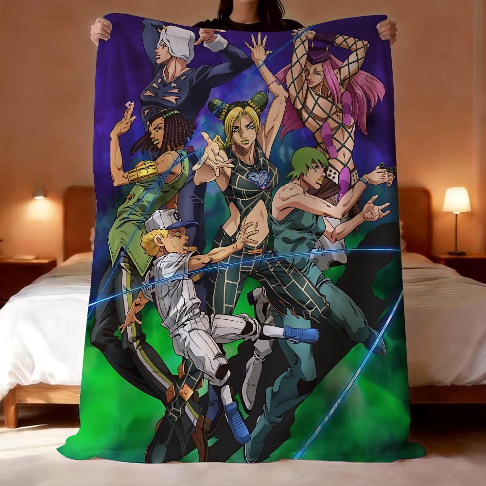J-JoJo B-Bizarre Adventure Throw Lightweight 240g Flannel Blanket Soft Skin-friendly for Summer Cooling