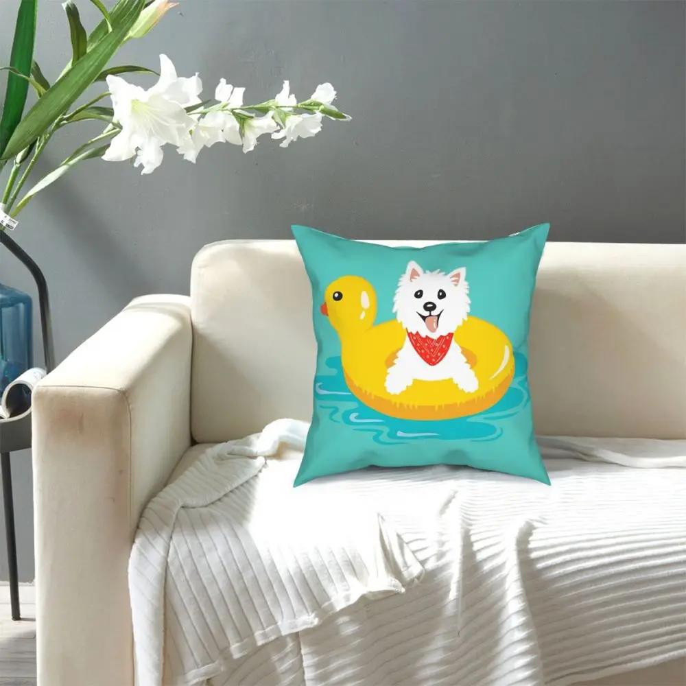 Westie Puppy At Sea Square Pillow Case Cushions for Sofa West Highland Terrier Dog Creative Cushion Covers