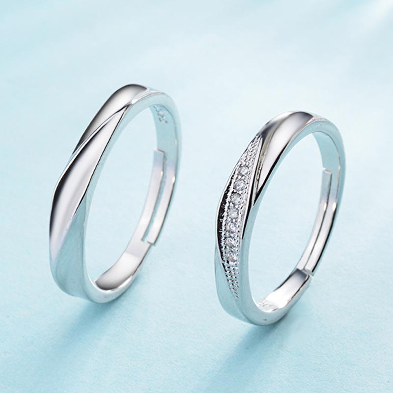 High-grade Fashion Trends Differences with Personalised Glitter and Lustre Ring Female Proposal Wedding Open Ring Couple Ring Jewellery