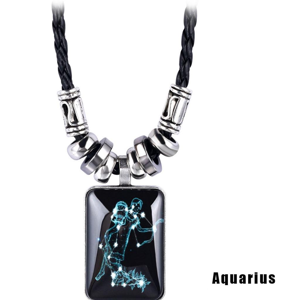 Ladies 12 Zodiac Astrology Design Pendant Necklace Constellation Galaxy