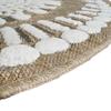 Tapis salon rond aspect jute motifs en relief blanc diamètre 90
