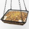 Metal Mesh Hanging Bird Feeder Large Capacity Square Bird Suspended Feeder with Hook Bird Feeding Tray Balcony