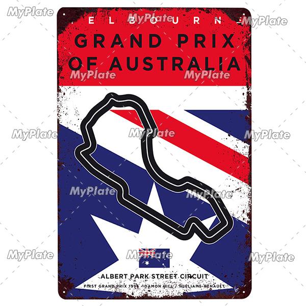 Гоночный трек металлический знак винтажная табличка сервиз жестяная вывеска настенный декор для гаража гоночный автомобиль пластина поделки постер F1 игра на заказ