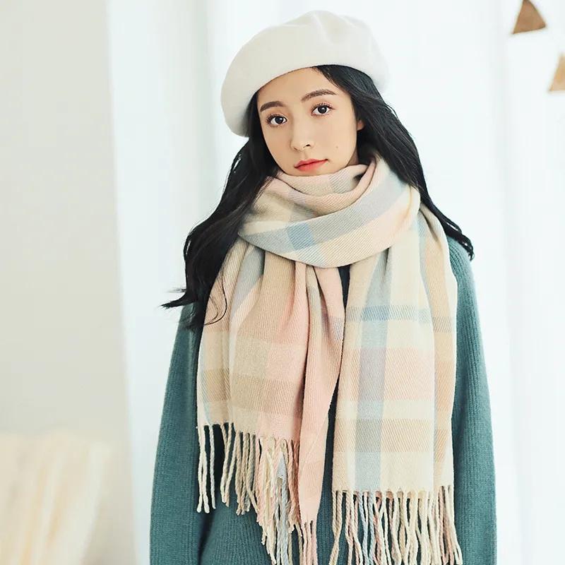 Knitted Wool Scarf Ladies Autumn and Winter All-match Student Imitation Cashmere Thick Scarf