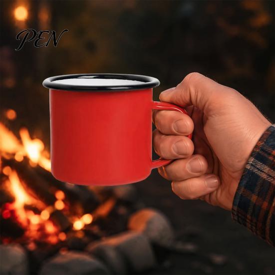Прочная стальная кружка для воды, эмалированная кофейная кружка с ручкой, кружка в ретро-стиле, гладкая, многоразовая, для горячего чая, портативная, для и молока, ностальгический дом