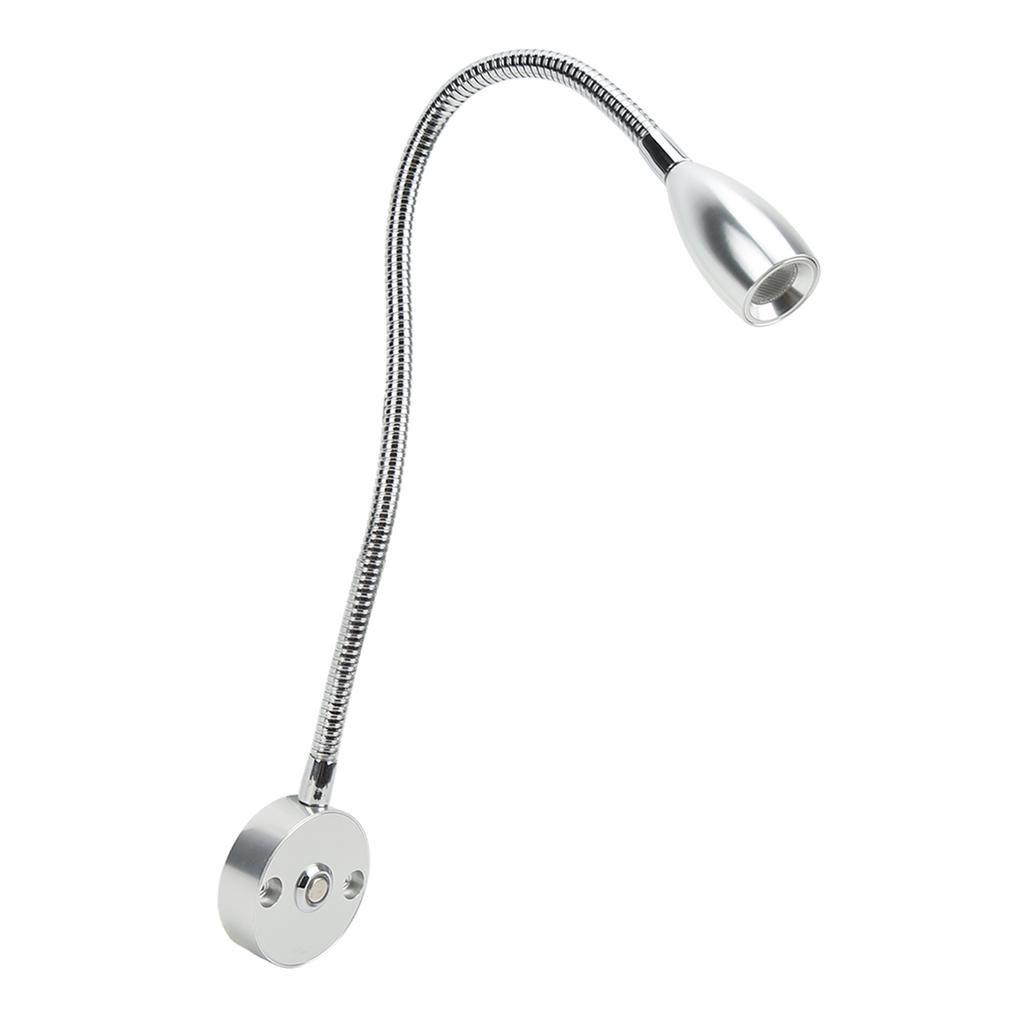 Светодиодный светильник для чтения 3 Вт, настенный светильник для чтения, гибкая гусиная шея, 3 регулируемых цвета для дома на колесах, лодки, каравана, серебристый, 3 цвета