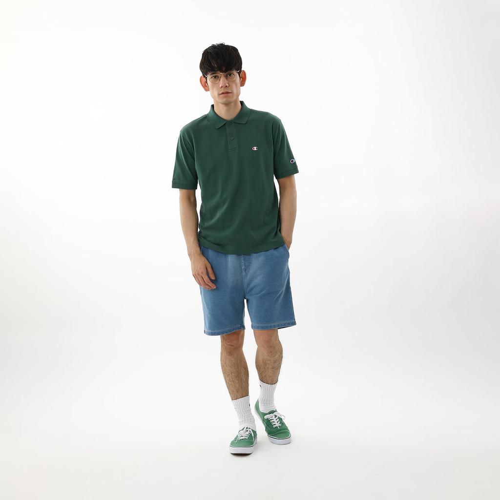 Champion Поло Шорты Одноточечное Поло с коротким рукавом Мосс 2XL Футболка, Рукав, 100% Хлопок, Вышитый, Логотип, Футболка, Базовый, C3-Z358Z, Мужской, Зеленый,