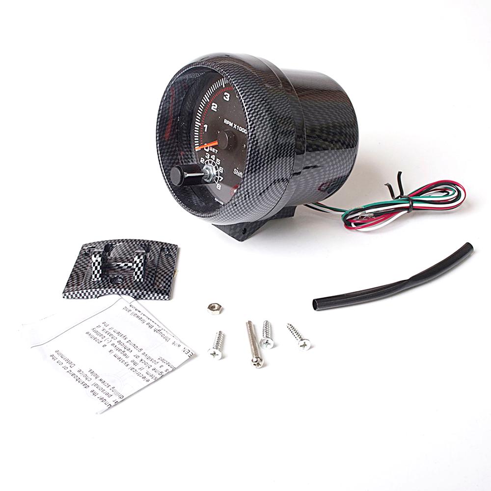 3,75 "" автомобильный универсальный датчик тахометра из углеродного волокна белый свет Inter Shift 0-8000 об/мин