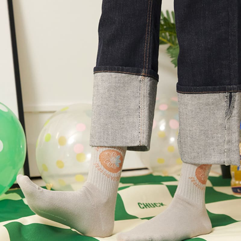 bananasisters circle bee 4color mid-weight socks