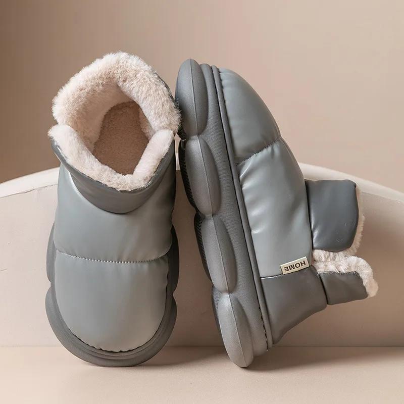 Waterproof Women Winter Ankle Snow Boots High Top Unisex Comfort Cotton Short Boot Thick Soles Outdoor Slip-on Shoes